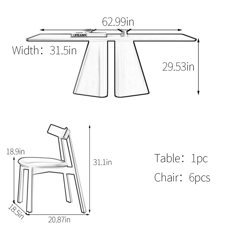 Ensemble de table de salle à manger multicouche noire, H 29,53 po x L 62,99 po x l 31,5 po