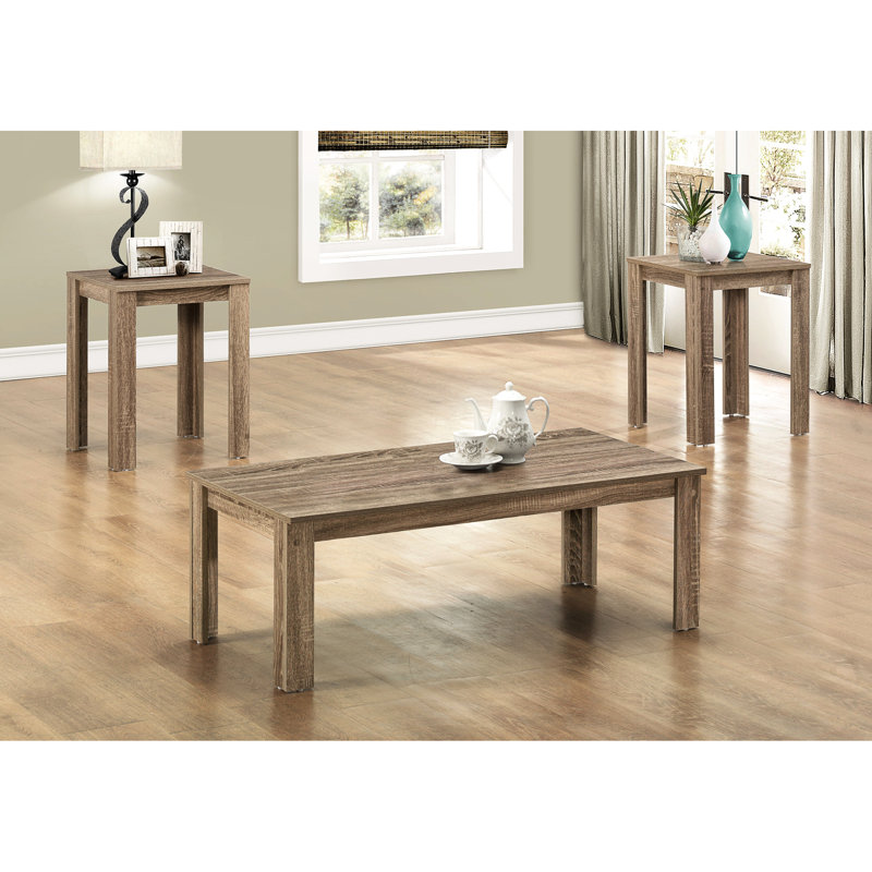3 pièces dans le style de salon: tables basses et 2 tables de bout, stratifié brun 3 pour la maison: stratifié, taupe transitionnel
