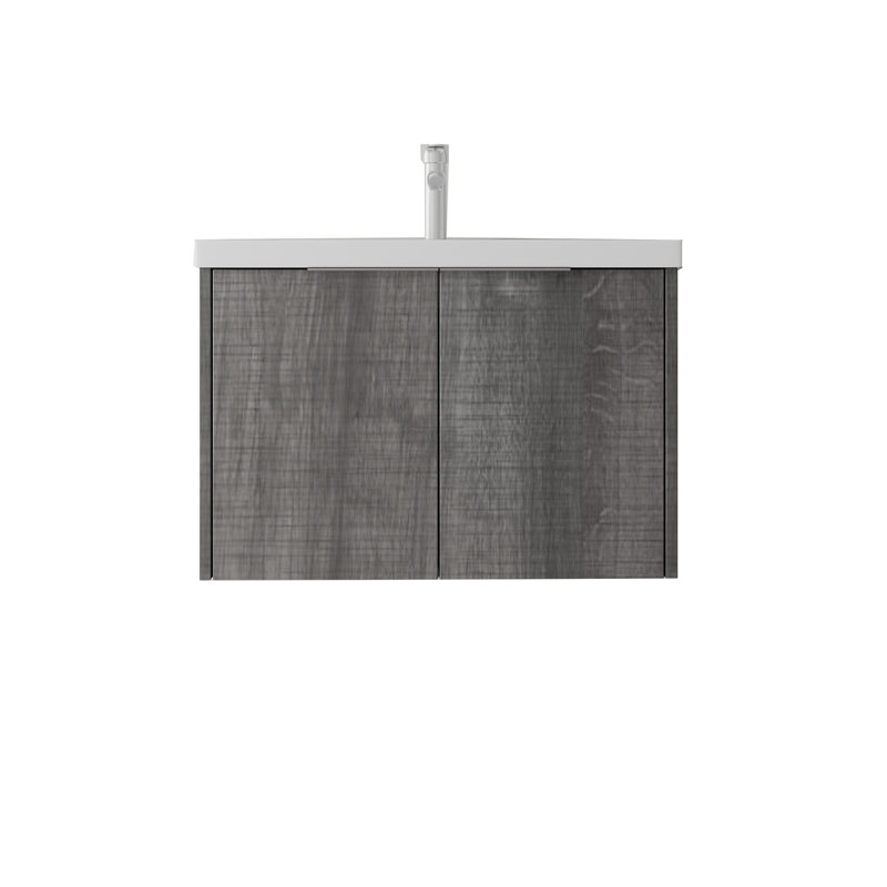 Meuble-lavabo flottant avec lavabo, Gris clair, L 36 po