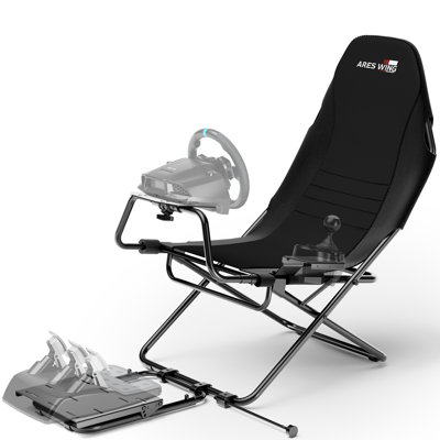 Racing Simulator Cockpit with Foldable Gaming Chair Fit Logitech Thrustmaster Xbox by Inbox Zero