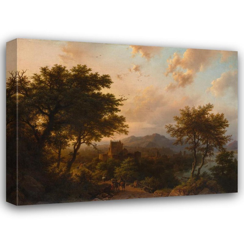 "Coucher de soleil sur le Rhin" par Barend, Koekkoek - art mural sur toile tendue, H 24 po x l 17 po