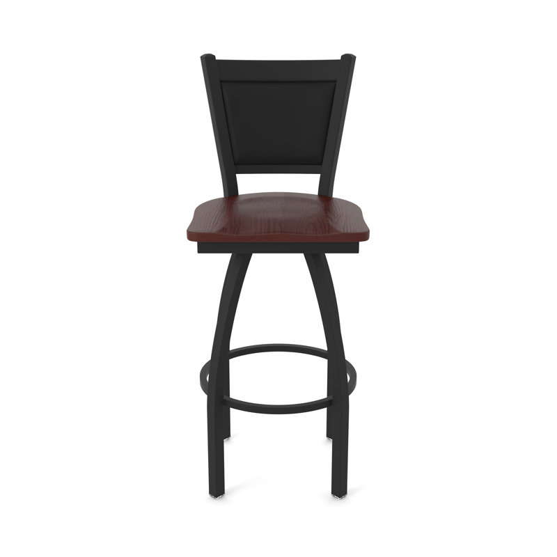 Tabouret pivotant Hadleigh, Tabouret de bar (siège d’une hauteur de 30 po), Chêne cerisier foncé, Noir froissé