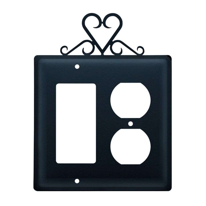 Heart 2-Gang Duplex Outlet / Rocker Combination Wall Plate