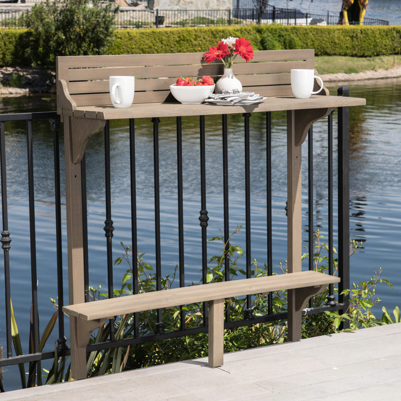 Table de balcon d'extérieur compacte - Fabrication en bois gris crée un charmant