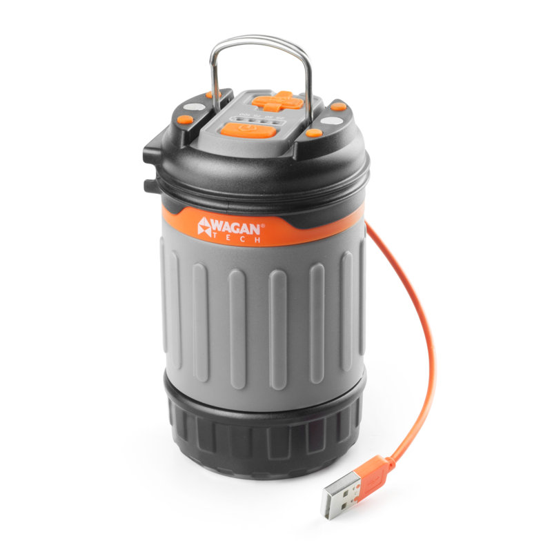 Gray and Orange ABS USB Rechargeable Camping Lantern