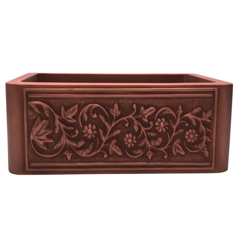 Cilantro 36'' Antique Copper Farmhouse Apron Sink