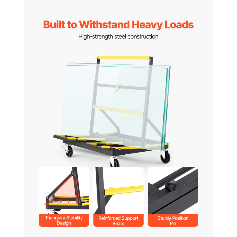 Drywall Cart Dolly 1800 lbs Load Steel Panel Dolly Handling Plywood