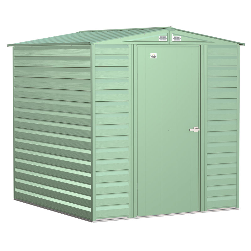 Sage Green 6x7 Steel Peak Roof Storage Shed