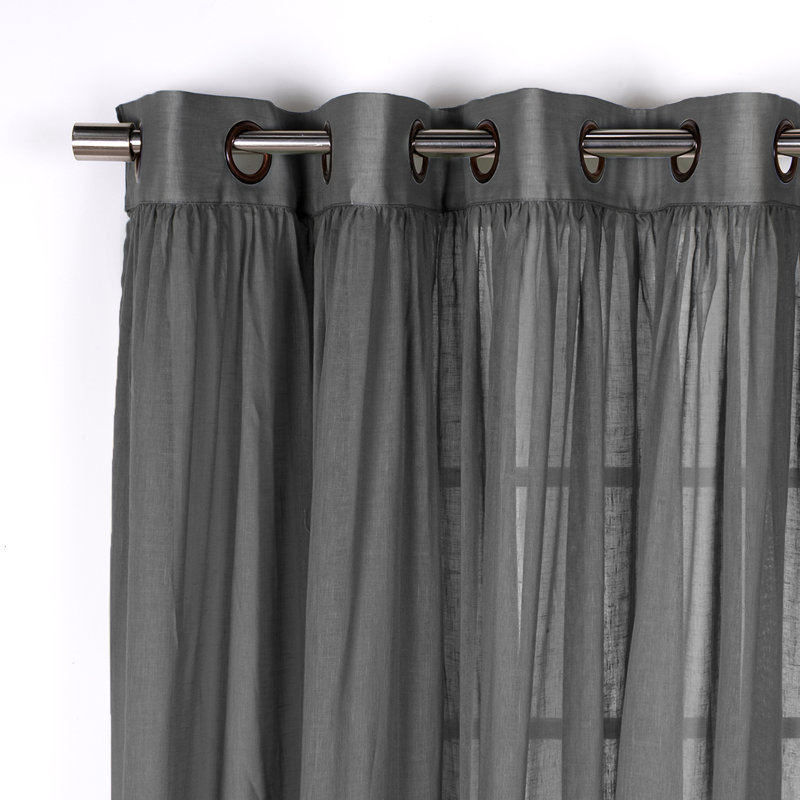 Rideaux semi-transparents avec œillets , L 52 po x L 96 po, Gris foncé