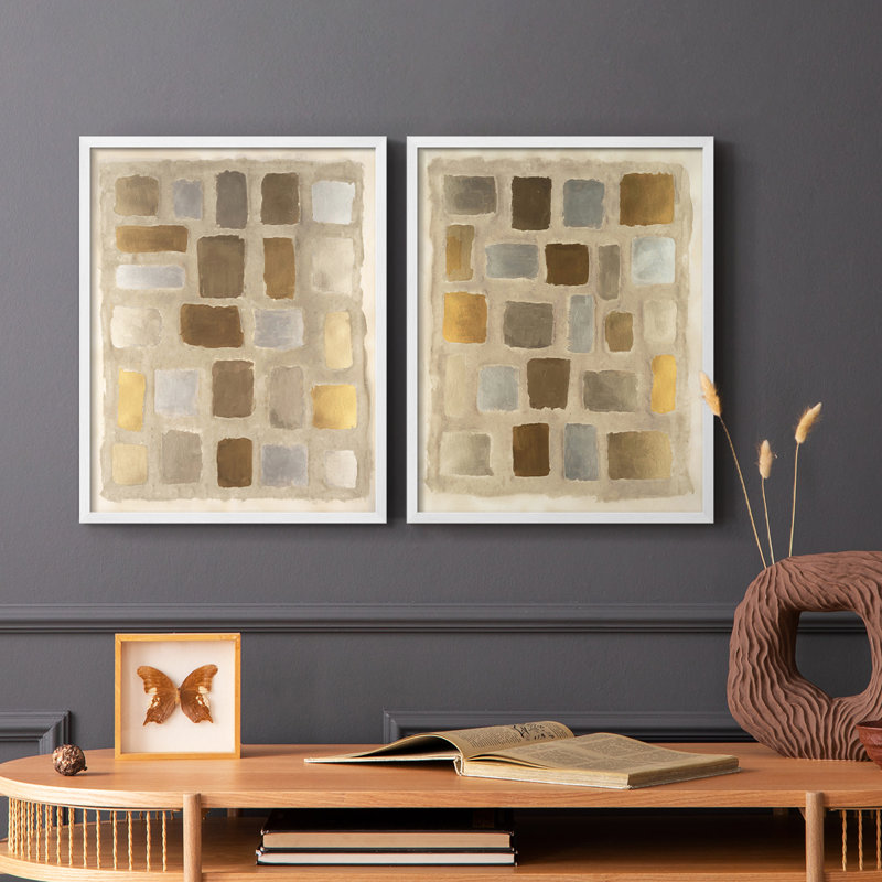Reproduction encadrée en forme de sable I-Premium - prête à être accrochée - aucun clou requis - aucun clou requis, Blanc