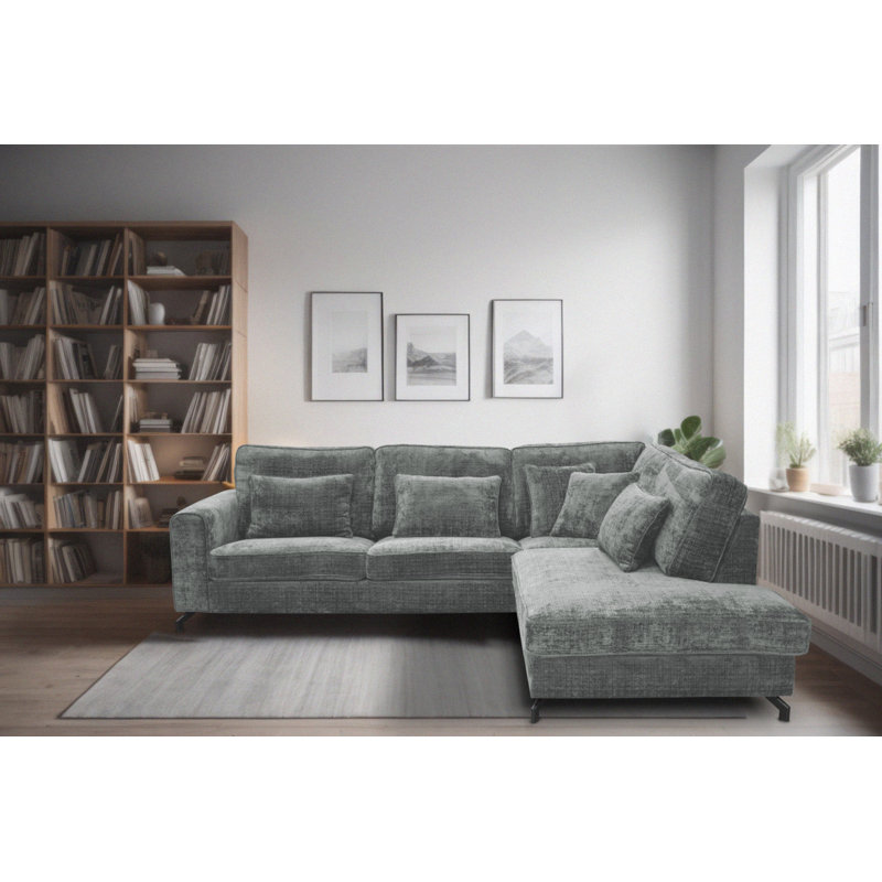 5 Seater Sofa & Chaise, Dark Grey