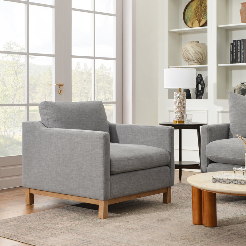 Cami Upholstered Armchair, Coastal Fog Linen Blend