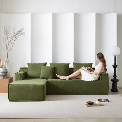 L-Shape Chaise Sectional Sofa, Swans Down, Stain Resistant, No Assembly Required, 7-Seater Sofa for Indoor Living Room and Bedroom