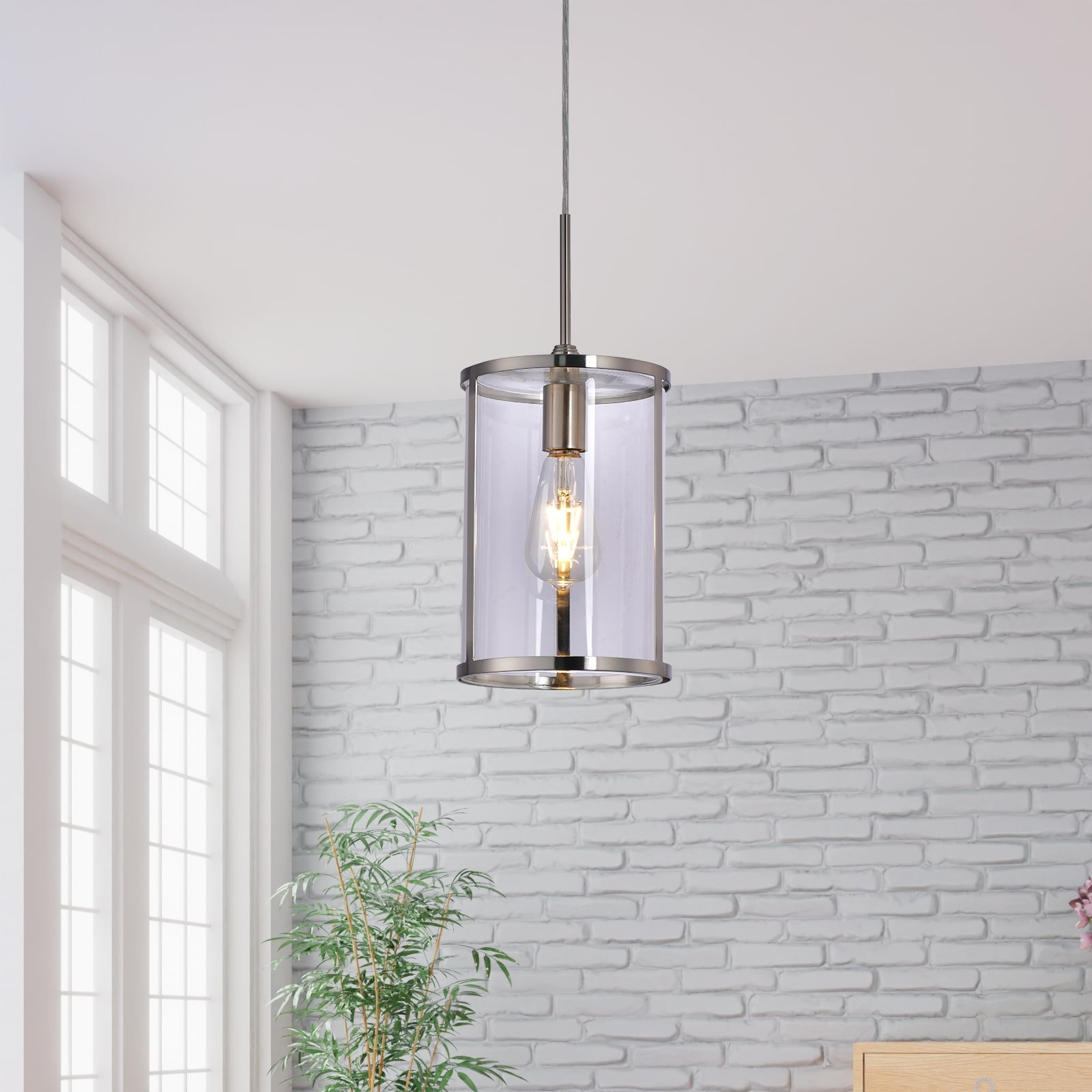 LAZZUR Baise 1 - Light 7'' Satin Nickel Pendant | Wayfair