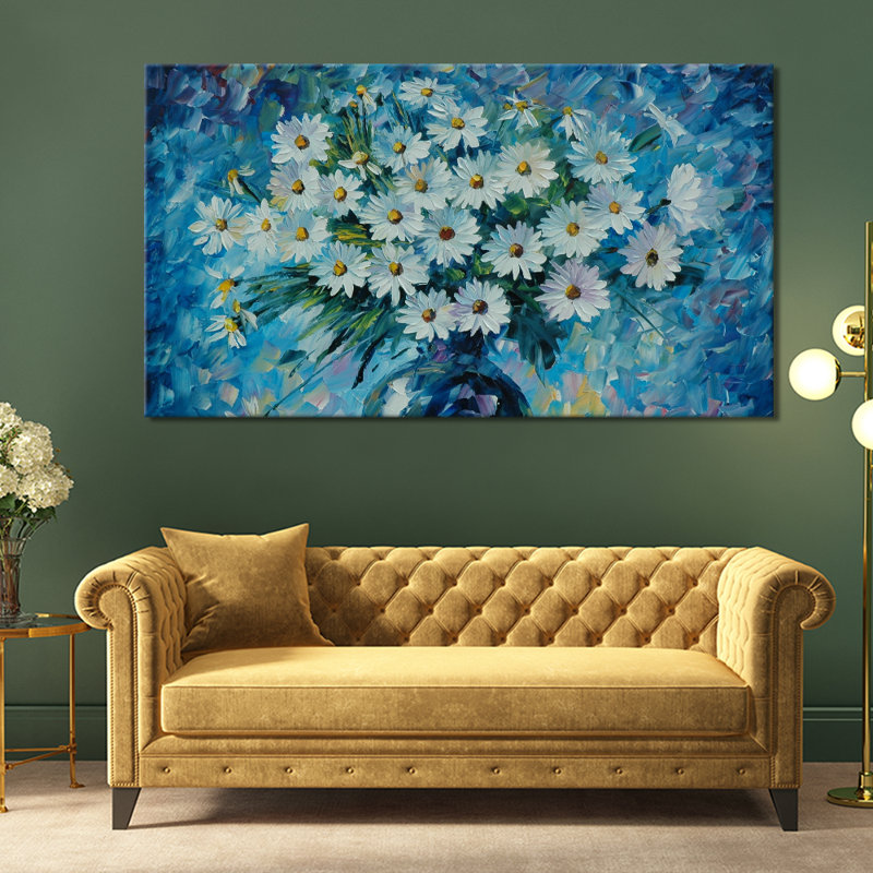 White Daisy Bouquet - Wrapped Canvas Print, 76cm H x 127cm W