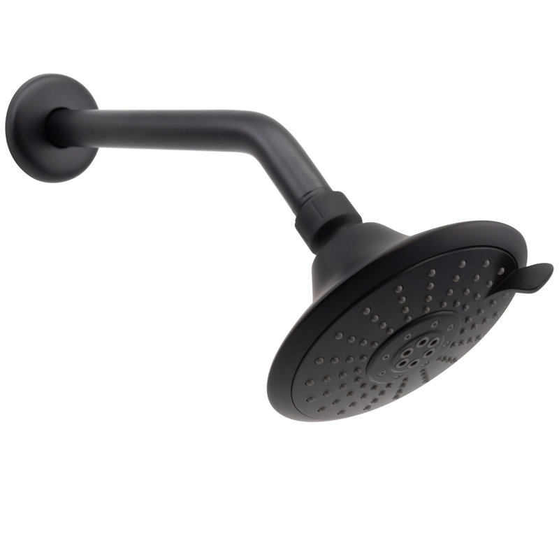 Pomme de douche à jet réglable 5 fonctions 5 po avec bras mural 10 po, Noir mat