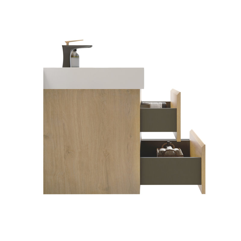 4 Base de meuble-lavabo simple mural 29,9 po seulement, Chêne