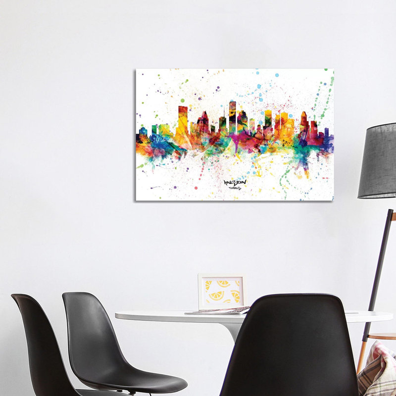 Houston Texas Skyline Splash - Wrapped Canvas Print, 101.6 cm H x 66.04 cm W