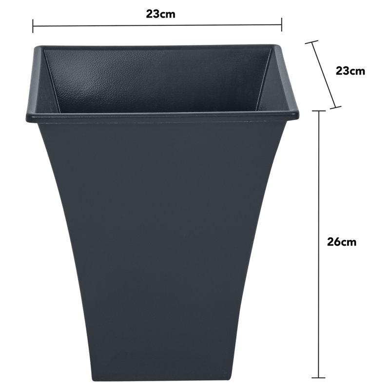 Wham Metallica Square Planters, 26cm H x 23cm W x 23cm D, Slate