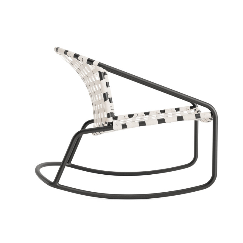 Kantan Outdoor Lounge Chair, Textured Pewter/White Suncloth Lace