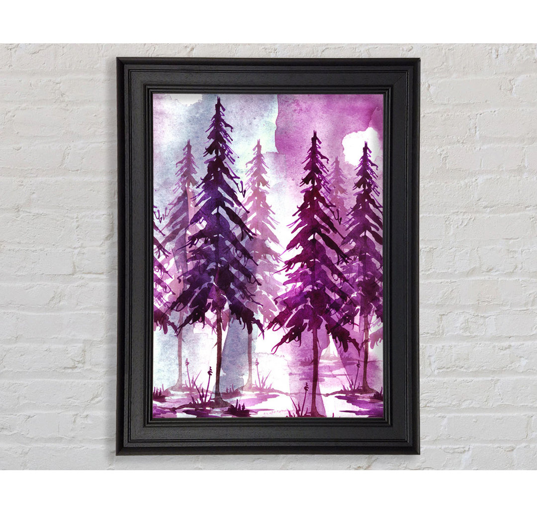 Purple Tree Line Gerahmter Druck