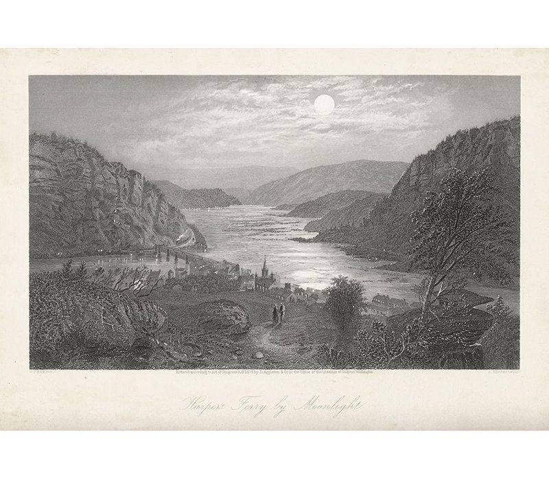 Alcott Hill® Bryant, William Cullen Gallery, art sur toile tendue: Harpers Ferry par Moonlight, H 14 po x l 18 po