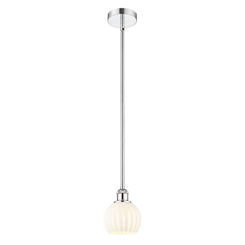 Luminaire suspendu 12 po Edison White Venetian, Chrome poli, H 7,5 po x l 6 po x P 6 po
