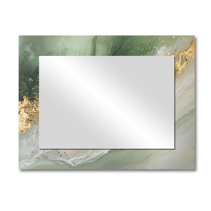 Ephemeral Emerald Pathways To The Gemstone II - Marble Mirror For Wall Art Decor - Printed On Metal, 30" x 40"