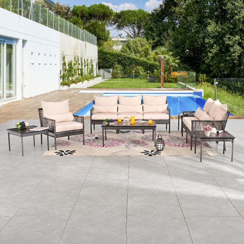 Aalaysia 10-Piece Outdoor Wicker Conversation Set