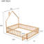 Lit de tête de lit en forme de maison avec clôture, bois de pin naturel pour chambre à coucher