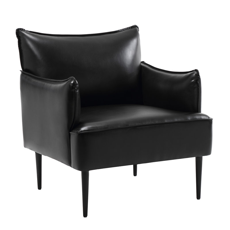 Faux Leather Side Chair, Black Faux Leather