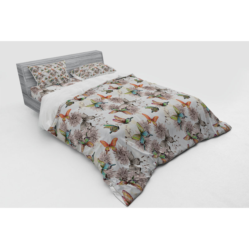 Ensemble de housse de couette en microfibre Butterfly, Housse de couette grand + 3 pièces supplémentair