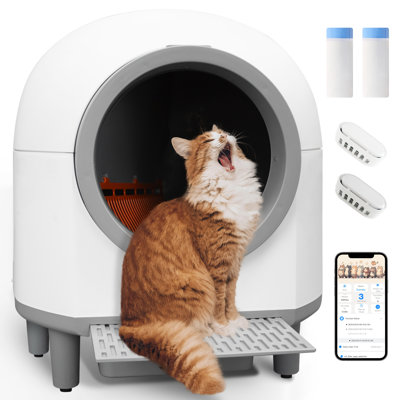 Bac à litière autonettoyant pour chat - Très grand bac à litière automatique pour chats multiples, protection de la sécurité, contrôle des odeurs et fonctionnement silencieux avec contrôle de l'application, fonctionne avec Ios / Android