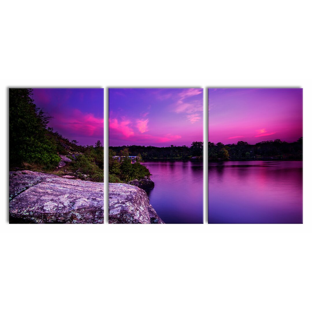 3-tlg. Leinwandbilder-Set Purple Seascape