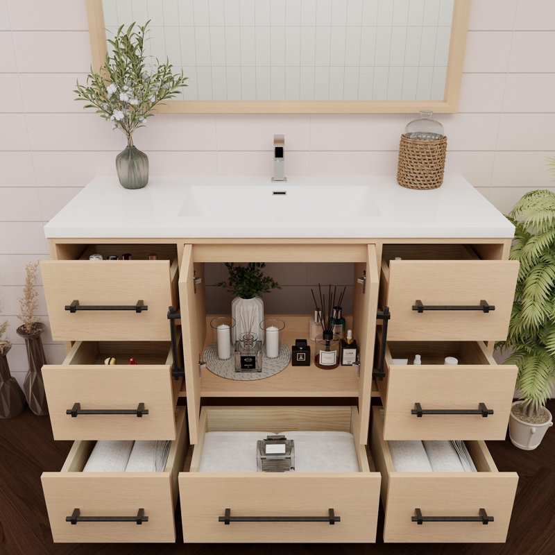 Victoria 47.2'' Single Bathroom Vanity with Acrylic Top, Yellow Oak