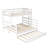 Wood Twin XL over Queen Bunk Bed with Trundle & Ladder – Convertible Solid Wood Bedroom Bed,White-122608078