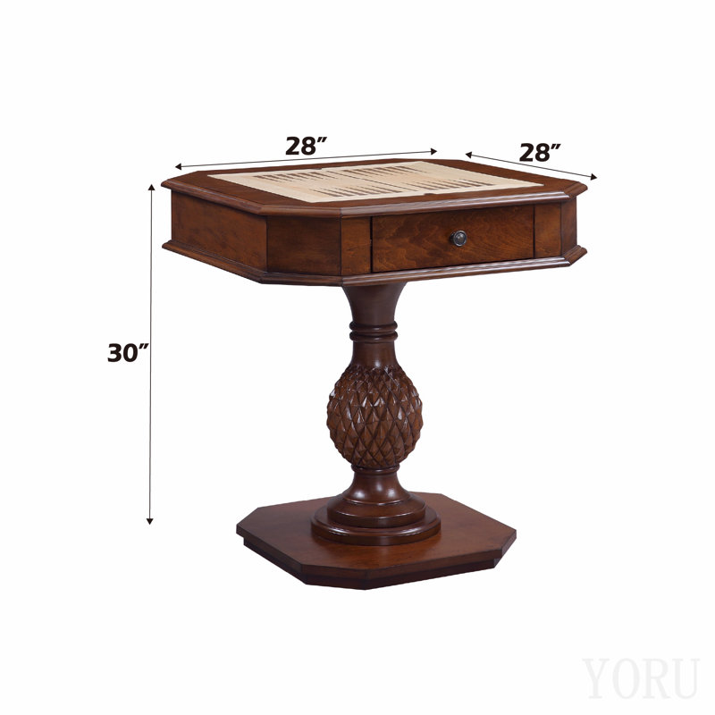 Table de jeu d'échecs réversible cerise avec plateau de jeu Cherry