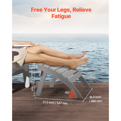Adirondack Folding Ottoman Outdoor Patio Footrest in Gray