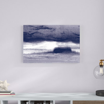 Abstract Landscape Navy White - Wrapped Canvas Painting Print