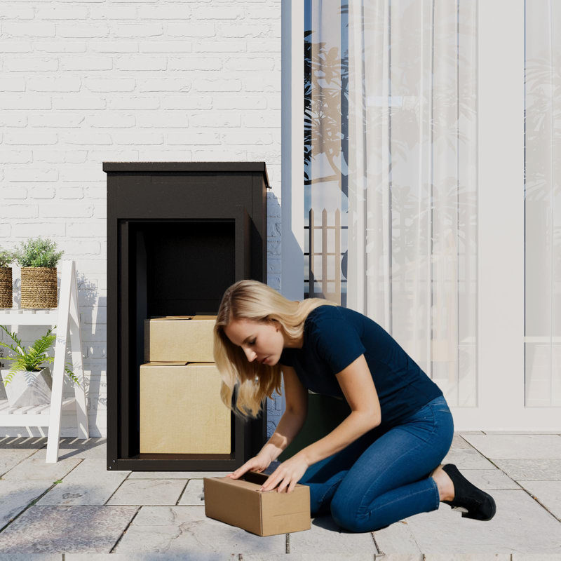 Express Delivery Boxes For Outside, Black, 142.2 cm H x 41.5 cm W x 45 cm D