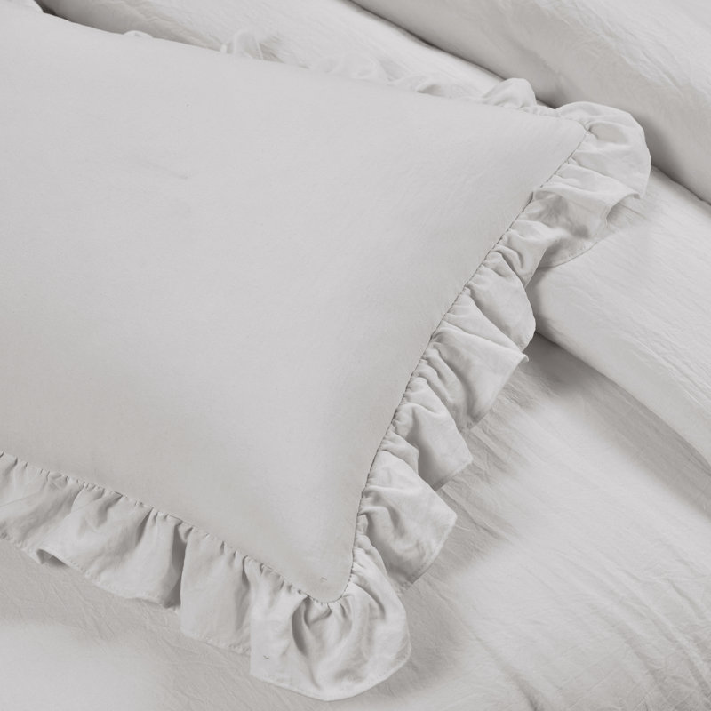 Light Gray Microfiber Ruffled 6-Piece Daybed Comforter Set