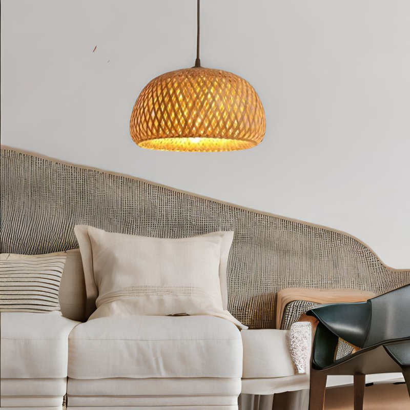 Bettylee 18cm H Rattan Round Lamp Shade in Brown