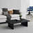 Modern Black Rectangular Coffee Table - Minimalist Engineered Wood Design for Living Room