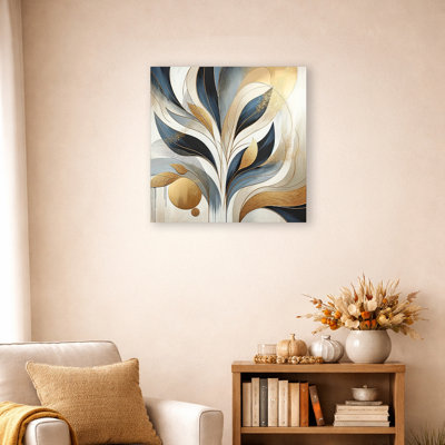 " Opulent Gold And Navy Botanical "