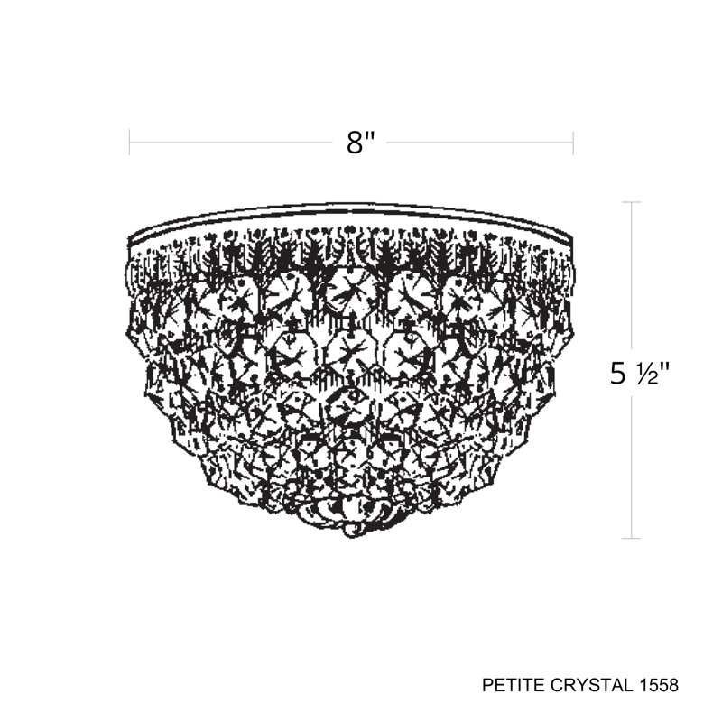 Petit Crystal 5 Light 12in x 6.5in Flush Mount in Polished Gold with Clear Radiance Crystals, Clear Optic, Polished Gold