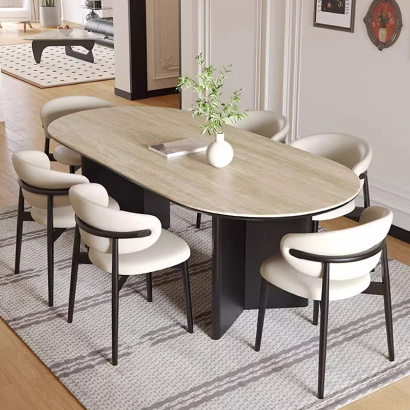 Ensemble de table de salle à manger ovale de style français, H 29,53 po x L 62,99 po x l 31,5 po