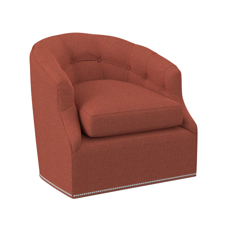 Calvert Swivel Barrel Chair, Polished Nickel Small, Filigree Ivory 100% Polyester