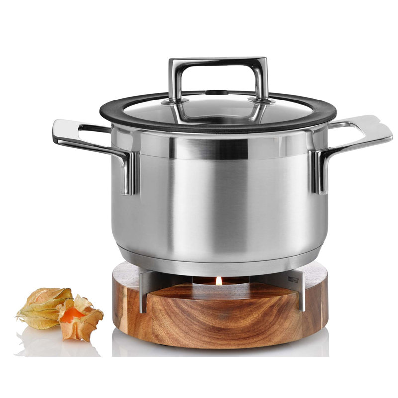 AdHoc Acacia and Stainless Steel Teapot and Food Warmer
