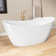 Vastwild 51'' Acrylic White Freestanding Bathtub Double Slipper Soaking Tub with Overflow Oval Shape