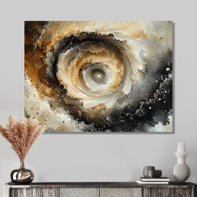 Encre cosmique marbrée spirale de rêve - formes abstraites modernes, art mural sur toile